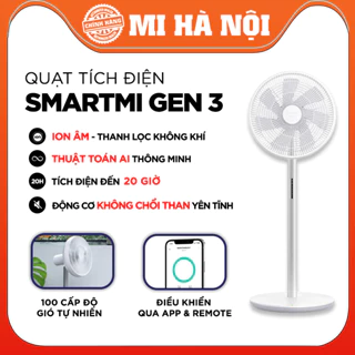 Quạt Tích Điện Thông Minh Smartmi Gen 3/ Gen 3 Pro, tao Ion âm lọc không khí, động cơ DC chống ồn