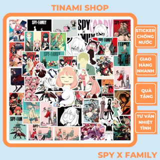 Bộ 50 Sticker Anime Spy X Family Anya hình dán chống nước dùng trang trí sưu tầm làm quà tặng