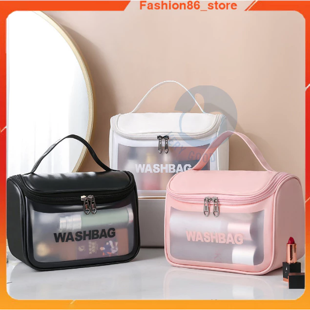 Túi đựng mỹ phẩm đồ trang điểm makeup cá nhân du lịch trong suốt chống thấm nước màu sắc cute chất liệu cao cấp HL100