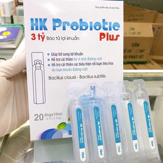 Hộp 20 ống Men vi sinh HK PROBIOTIC PLUS bổ sung lợi khuẩn, cải thiện hệ vi khuẩn đường ruột.