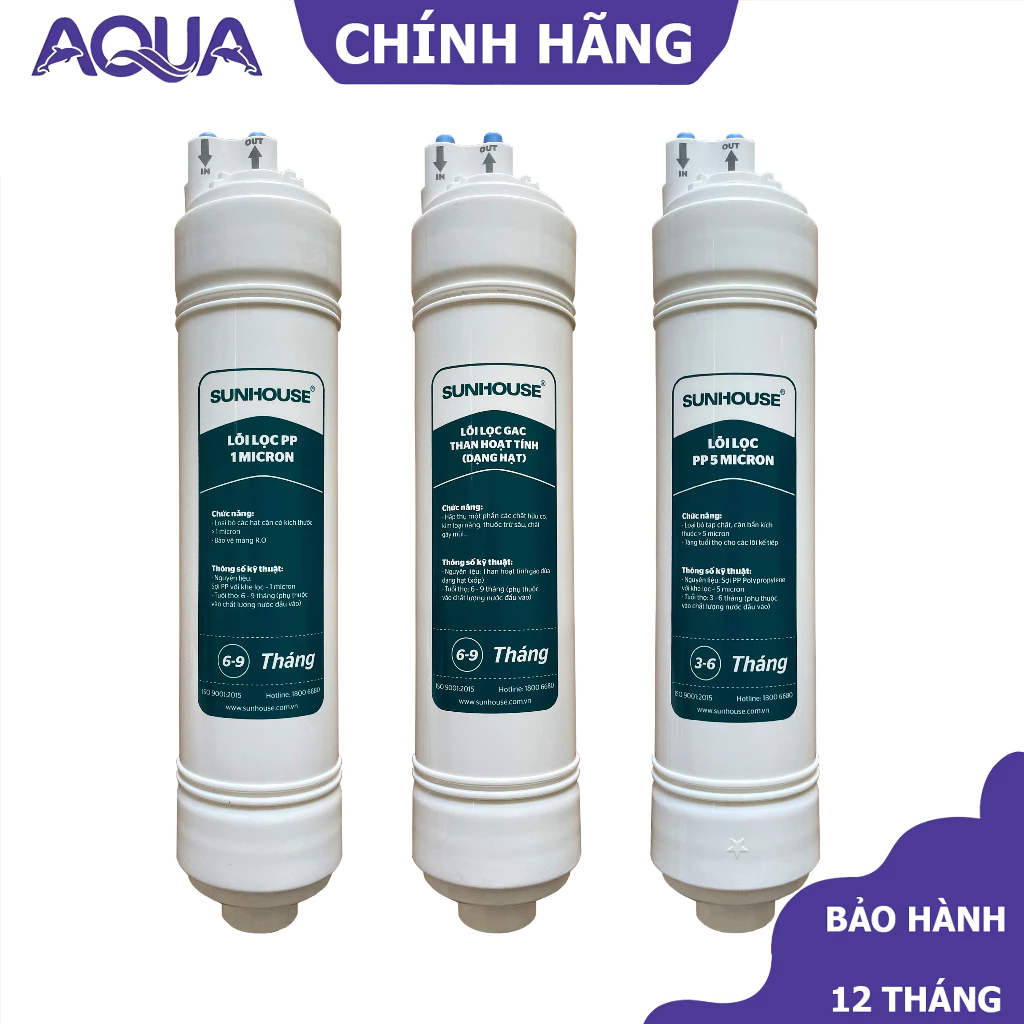 Lõi lọc SUNHOUSE đúc 1 2 3 - Bộ lõi SUNHOUSE chính hãng - Lõi lọc nước