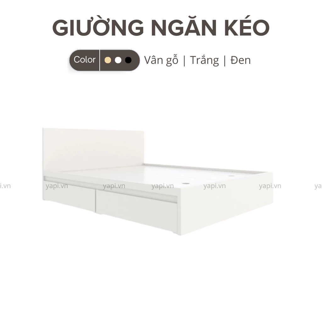 Giường Ngủ 2 Hộc Tủ Kéo Cao 35cm LẮP ĐẶT TẬN NHÀ YAPI-501