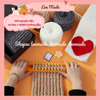 Set nguyên liệu tự đan móc khăn len Bông Sữa quàng cổ đôi nam nữ quà tặng handmade ý nghĩa lenmade thời trang Hàn Quốc