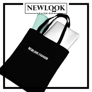 ★ TÚI TOTE ĐEO VAI NAM NỮ VẢI BỐ CANVAS ĐEN TRƠN FORM CHỮ NHẬT ĐỨNG NEWLOOK.FASHION ( 43 x 34cm )