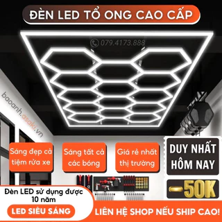 Đèn tổ ong chăm sóc xe gara LED lục giác siêu sáng 220V Công suất 850W trang trí phòng sơn garage ô tô siêu đẹp