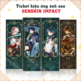 Ticket Genshin Impact 2 mặt - hiệu ứng Ánh sao 21x7cm  Scara, Zhongli, Kazuha, Xiao