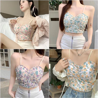 Áo Bra Nữ 2 Dây Mảnh Phối Hoa Dáng Lửng Có Đệm Ngực Trend Mới Softie 387