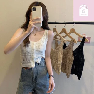 Áo 3 Lỗ Sát Nách Tank Top Len Móc Dáng Ngắn Ôm Body Thời Trang Hottrend Mùa Hè 2023 Montoghi ĐI Biển ĐI CHơi Dạo Phố