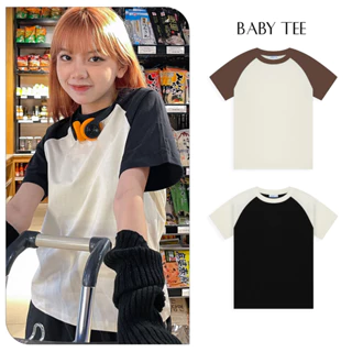 Áo thun nữ BABY TEE RAGLAN COTTON 100% SAM CLO dáng Unisex TRƠN TAY PHỐI