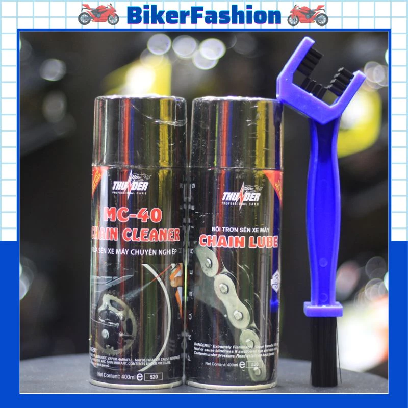 [CÓ VIDEO] Combo vệ sinh sên MC-40 400ml, Bôi trơn dưỡng sên Thunder và bàn chải sên chuyên nghiệp
