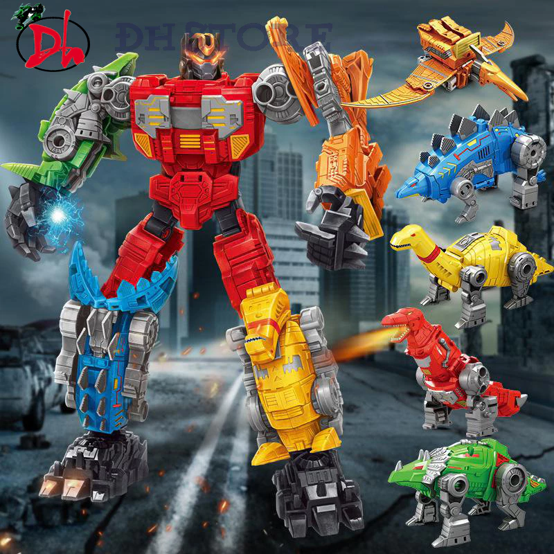 Đồ chơi biệt đội khủng long biến hình 5 trong 1 Tyrannosaurus rex pterosaur-Mô hình robot trẻ em