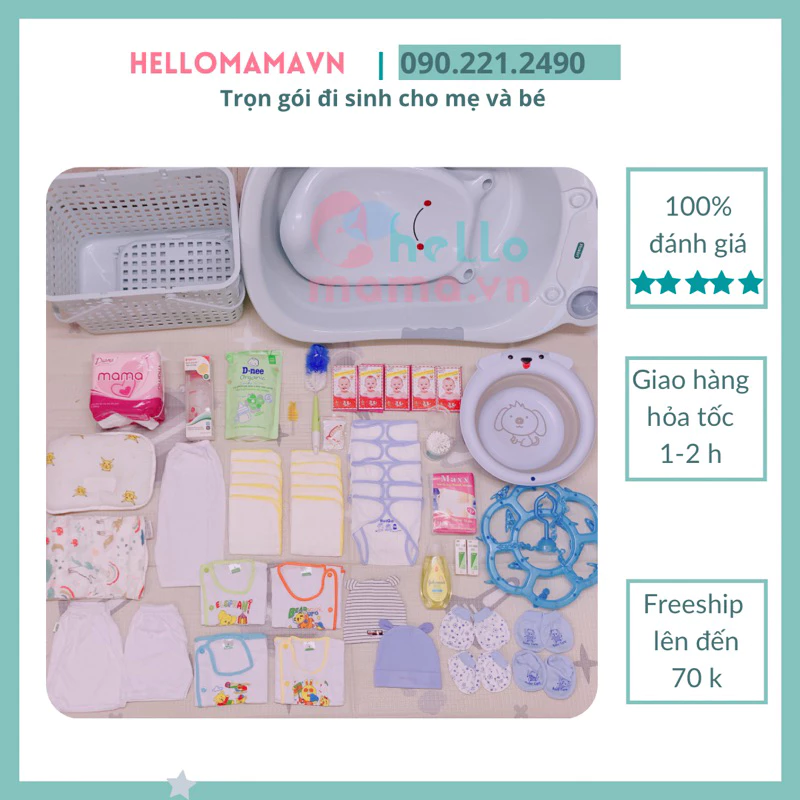 Combo đi sinh cho mẹ và bé gói 799k  (trọn gói đi sinh, hàng như hình shop chụp)-Hellomama.vn