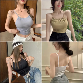 Áo Bra Nữ Su 2 Dây Dáng Lửng Cổ Yếm Có Đệm Ngực Trend Mới Softie 616