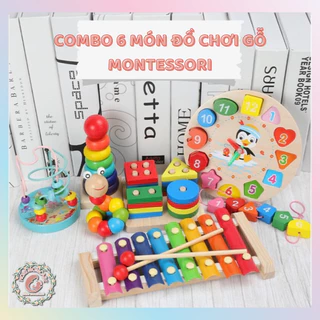 Combo 6 món đồ chơi gỗ Montessori phát triển trí tuệ cho bé - Đồ chơi gỗ thông minh