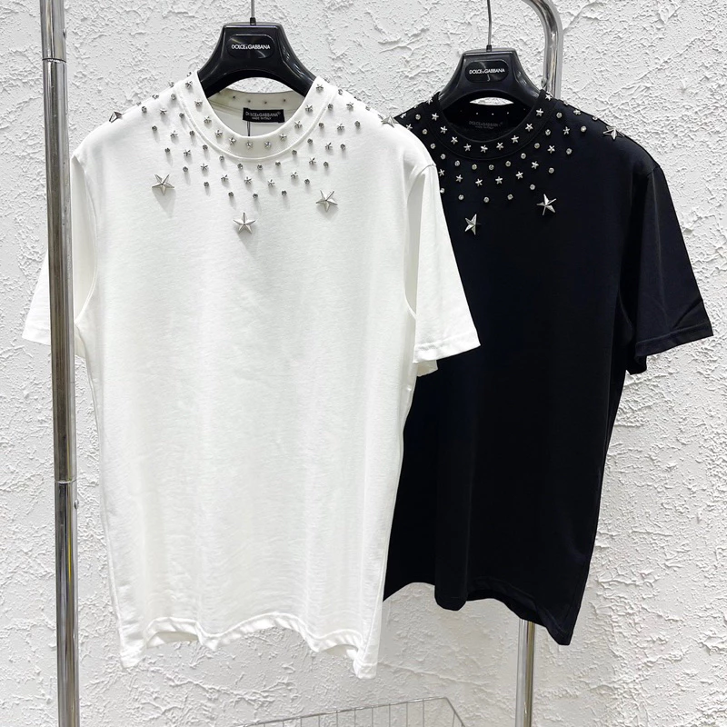 Áo phông nam nữ Premium Cotton Đôn Chề tag đá ngôi sao vòng quanh cổ vintage phong cách đường phố AP217P Hàng QC Duy Bi