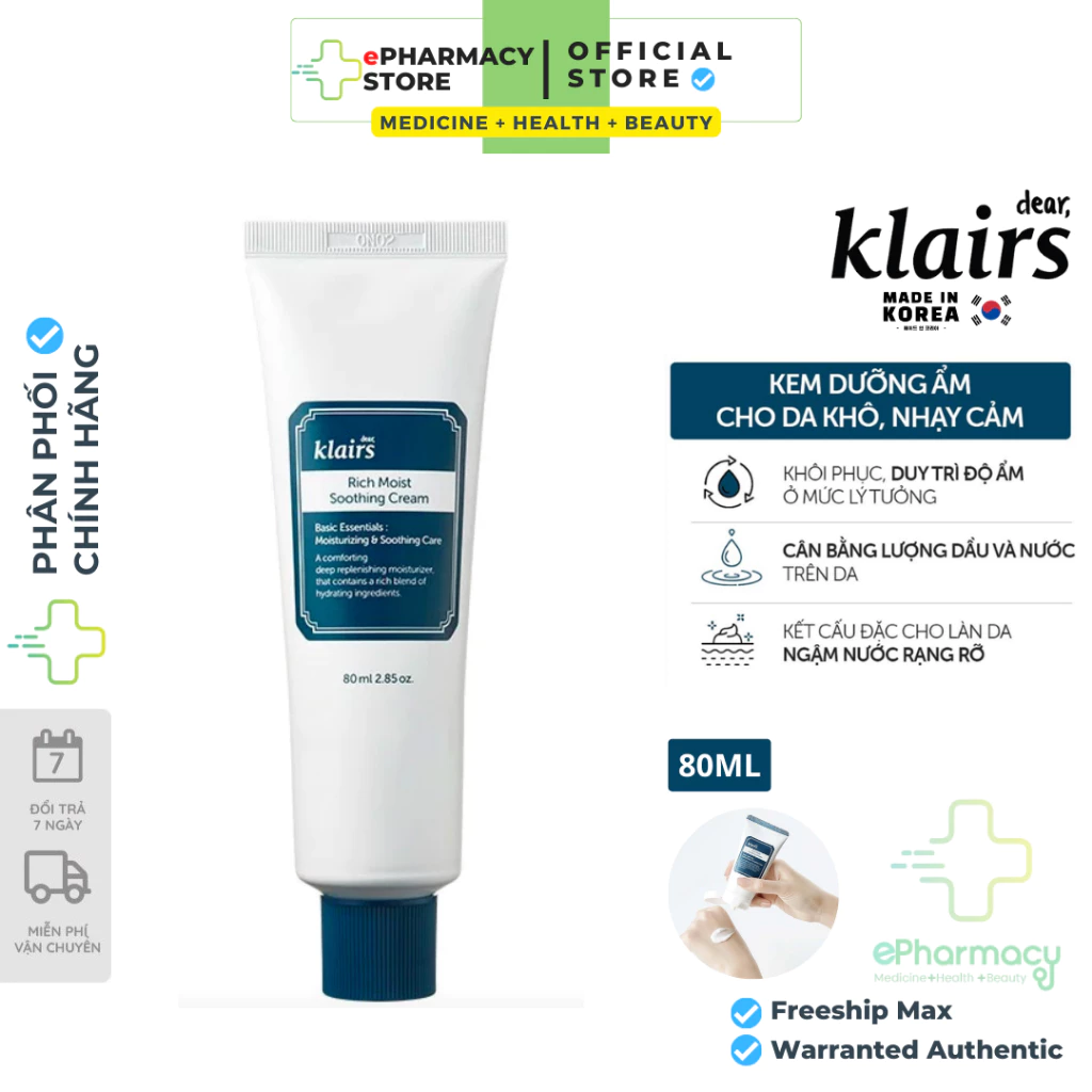 Kem Dưỡng Ẩm Klairs Rich Moist Soothing Cream 80ml