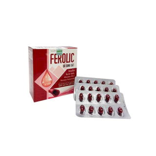 Bổ Sung Sắt, Acid folic FEROLIC Hộp 100 viên bổ sung Vitamin B12 Cho Người Thiếu Máu