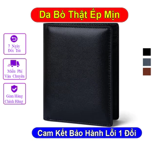 Ví Đứng Nam Da Bò Thật Ép Mịn Cao Cấp VICENZO, Bóp Đứng Nam Da Bò Thật Cao Cấp Nhiều Ngăn - VNDT05