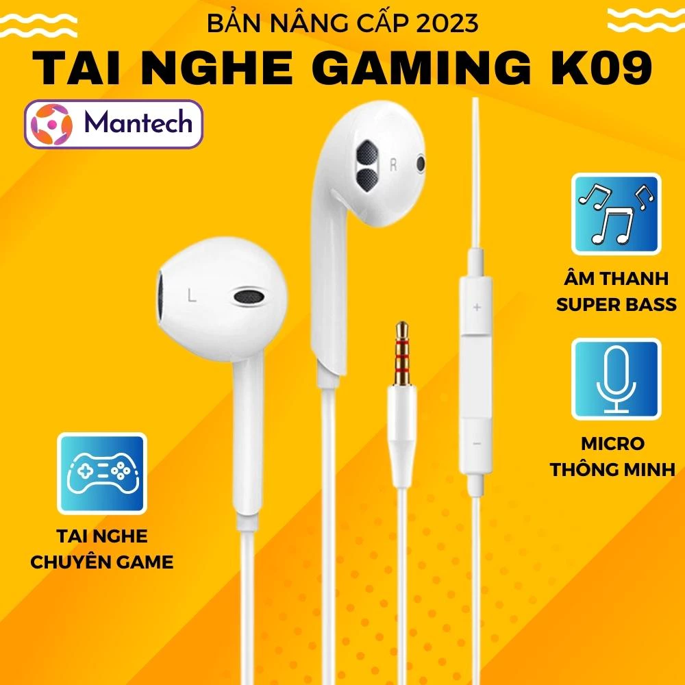 Tai Nghe Nhét Tai EarBuds K09 Jack 3.5mm Âm Thanh Sống Động Nghe Nhạc Chơi Game