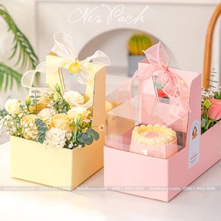 Túi 2 ngăn đựng hoa và bánh kem (kèm hộp mika đựng bánh) - THH0118