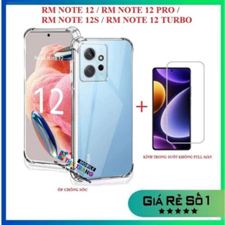 Combo Xiaomi Redmi 12 Note 12 12S Note 12 Pro Note 12 Turbo Note 12R Kính cường lực trong suốt không full + Ốp chống sốc