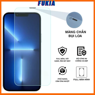 Kính cường lực full màn chống bụi màng loa Kuzoom [LOẠI A1- KÈM BỘ HỖ TRỢ DÁN] dành cho iPhone15/14/13/12/11/Xsmax Fukia