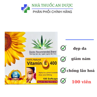 Viên uống đẹp da Vitamin E 400, tinh dầu lô hội làm đẹp da, chống lão hóa, làm đẹp từ thiên nhiên, Doctor Recommended Br