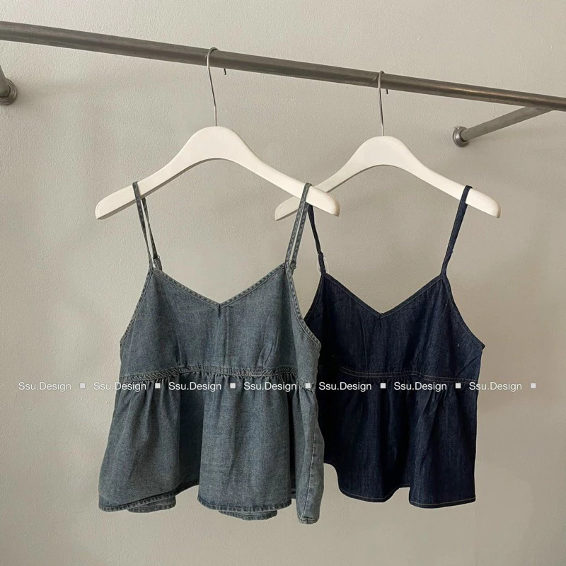 Áo 2 dây babydoll jeans thời trang