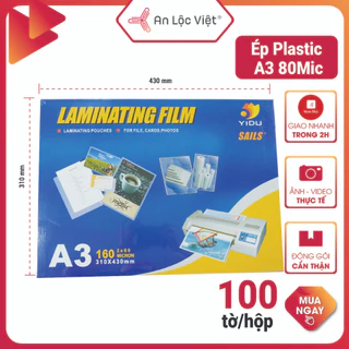 [HÀNG CHÍNH HÃNG YIDU] 100 tờ Ép Plastic nhựa dẻo A3 80 MIC YIDU, bao Đúng - Đủ độ dày so với ép plastic khác