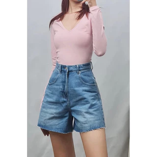 Áo thun croptop tay dài cổ tim