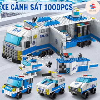 Mô hình lắp ráp xe cảnh sát 1000pcs, mô hình khủng long bạo chúa - Đồ chơi lắp ráp phát triển tư duy cho trẻ từ 6 tuổi