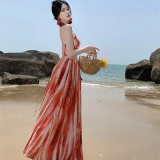 [HÀNG QC] Đầm maxi thổ cẩm đan lưng