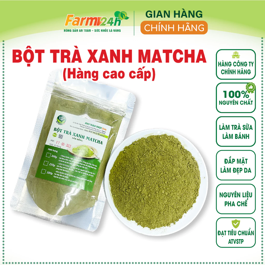 [1kg] Bột trà xanh matcha nguyên chất 100%, nguyên liệu làm bánh, làm rau câu, mặt nạ đắp đẹp da | Fam24h