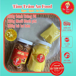 500g Bánh tráng phơi sương + 200g muối tôm tép hành giòn + 100g bơ Trắng/Vàng