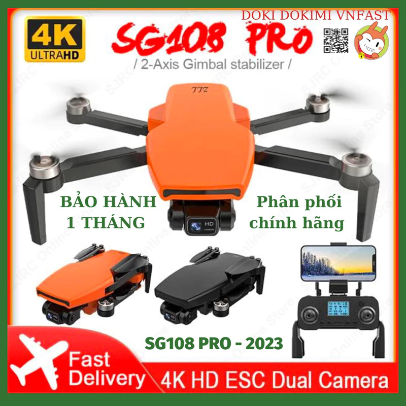Flycam ZLL SG108 PRO 2023 - Sg108 Pro - có khe thẻ nhớ - gimbal 2 trục 4K - Remote LCD - Chính hãng - Bh 1T