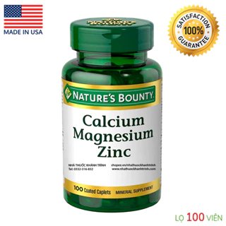 (lọ 100 viên) Calcium Magnesium Zinc Nature Bounty chính hãng Hoa Kỳ