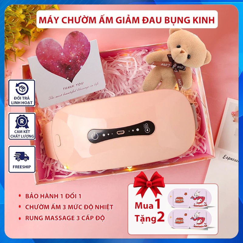 Máy massage chườm ấm bụng kinh đai đeo massage chườm bụng giảm đau bụng kinh quà tặng bạn gái người yêu