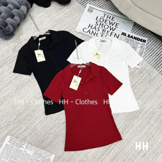 Áo phông cổ bẻ trơn đẹp, Áo thun ngắn tay dáng ôm vải cotton co giãn AT1178 - NhiNhiShop