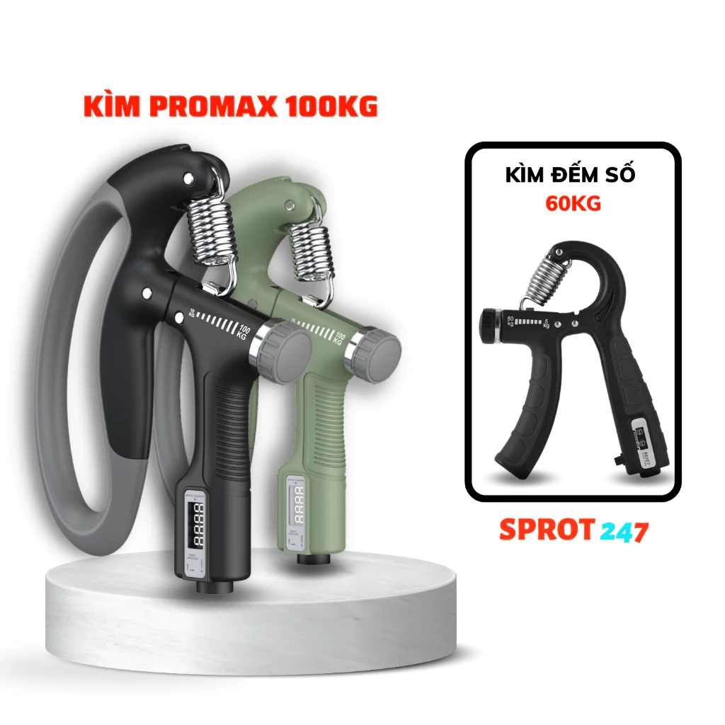 Kìm Bóp Tay Kìm Tập Cơ Tay Dụng Cụ Tập Gym Tại Nhà Điều Chỉnh Lực 5-60kg Có Đếm số tự động