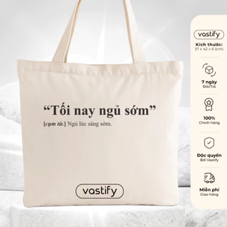 Túi tote vải canvas túi đeo vai đi học đi chơi Vastify Q014 có ngăn phụ có khóa kéo miệng thời trang phong cách Hàn Quốc