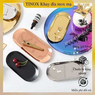 Đĩa inox TAMUSHOP92 Khay vàng kim loại đựng mỹ phẩm son trang sức nến thơm decor đồ ăn dụng cụ y tế spa phun xăm