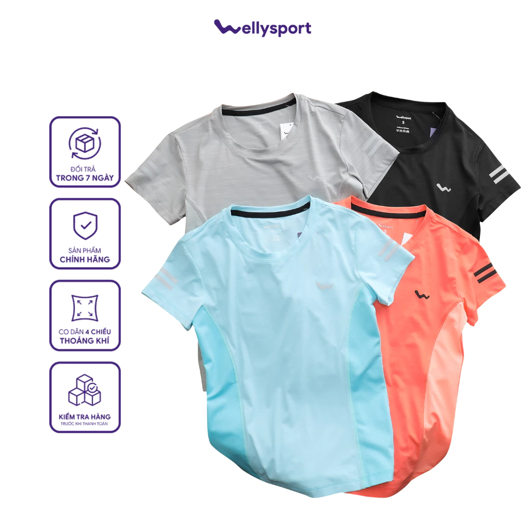 Áo Thun Thể Thao Nữ Lỗ Thoáng Khí, Tập Gym Yoga, Thấm Hút Mồ Hôi, Co Giãn 4 Chiều, Welly Sport , Mã ANLTK001