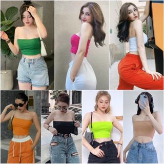 Áo ống quây ngực croptop thun trơn 7 màu hottrend nữ (đen,trắng,be,hồng,cam,xanh neon,xanh lá cây)