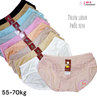 Combo 10 Quần lót nữ size lớn, quần lót nữ size đại 70kg thun lạnh phối ren Thiên Phát