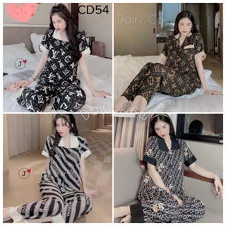 Bộ pijama cộc tay nữ cổ sen nhiều màu dễ thương hàng freesize + video cận chất