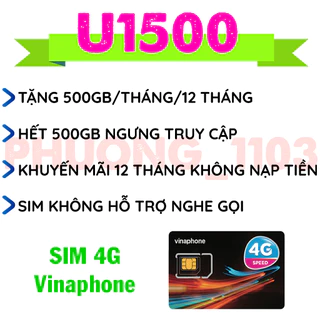 Miễn phí 1 năm – SIM 4G Vinaphone U1500 tặng 500gb/tháng /12 tháng không nạp tiền - viễn thông HDG
