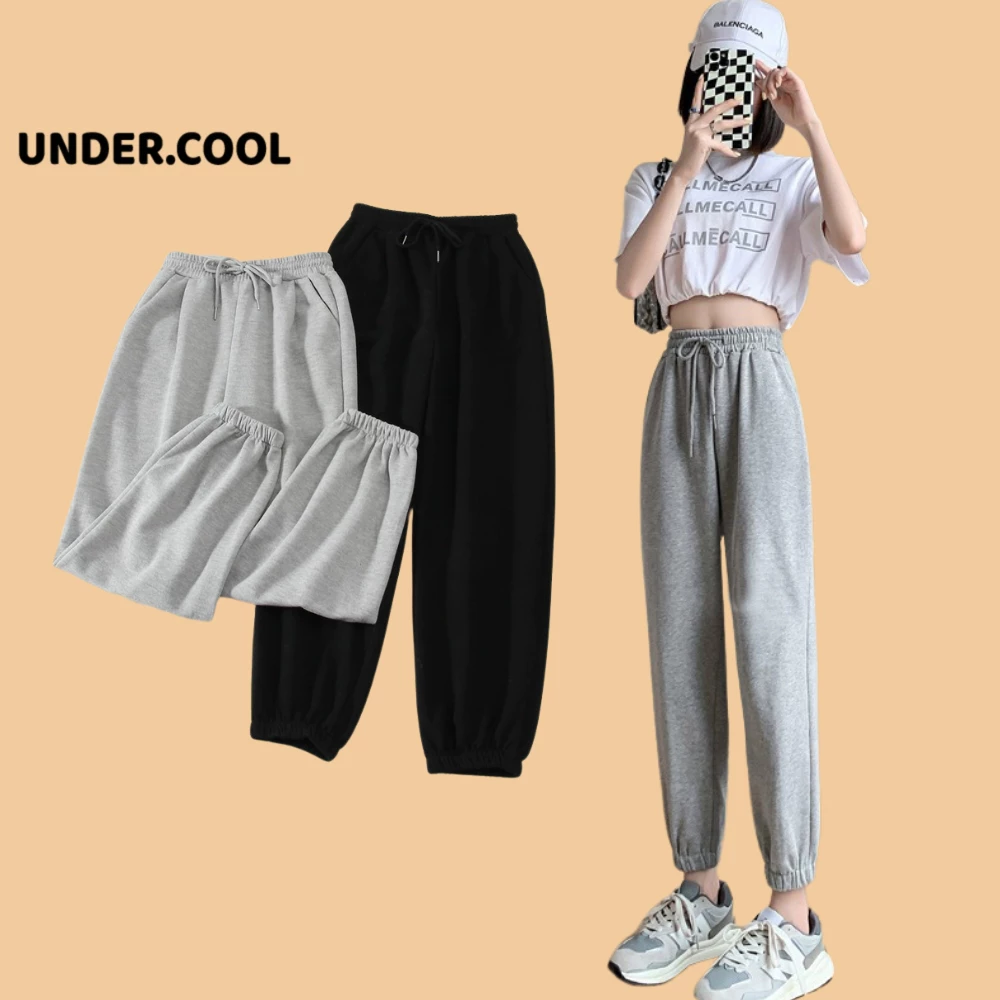 Quần nỉ jogger bo ống Dài Nữ UNDERCOOL Trơn Kiểu Joger nữ Bo Gấu Chất Nỉ Da Cá