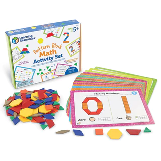 [Hàng nhập khẩu Mỹ] Bộ hoạt động toán học hình khối mẫu - Pattern Block Math Activity Set - Learning Resources