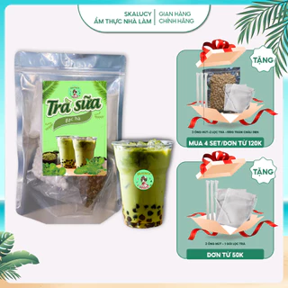 Set trà sữa bạc hà matcha tự pha nhiều topping trân châu, nguyên liệu làm trà sữa hồng trà, trà thái các vị