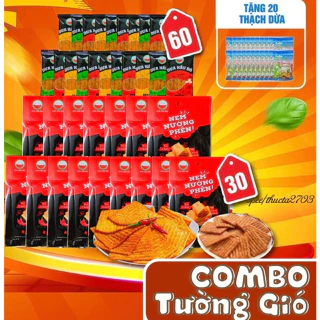 Combo Tường Gió : 30 Gói Nem Nướng Phên + 60 Gói Đùi Bò Quay + 20 Thạch Dừa, đồ ăn vặt Dưa Hấu Đỏ